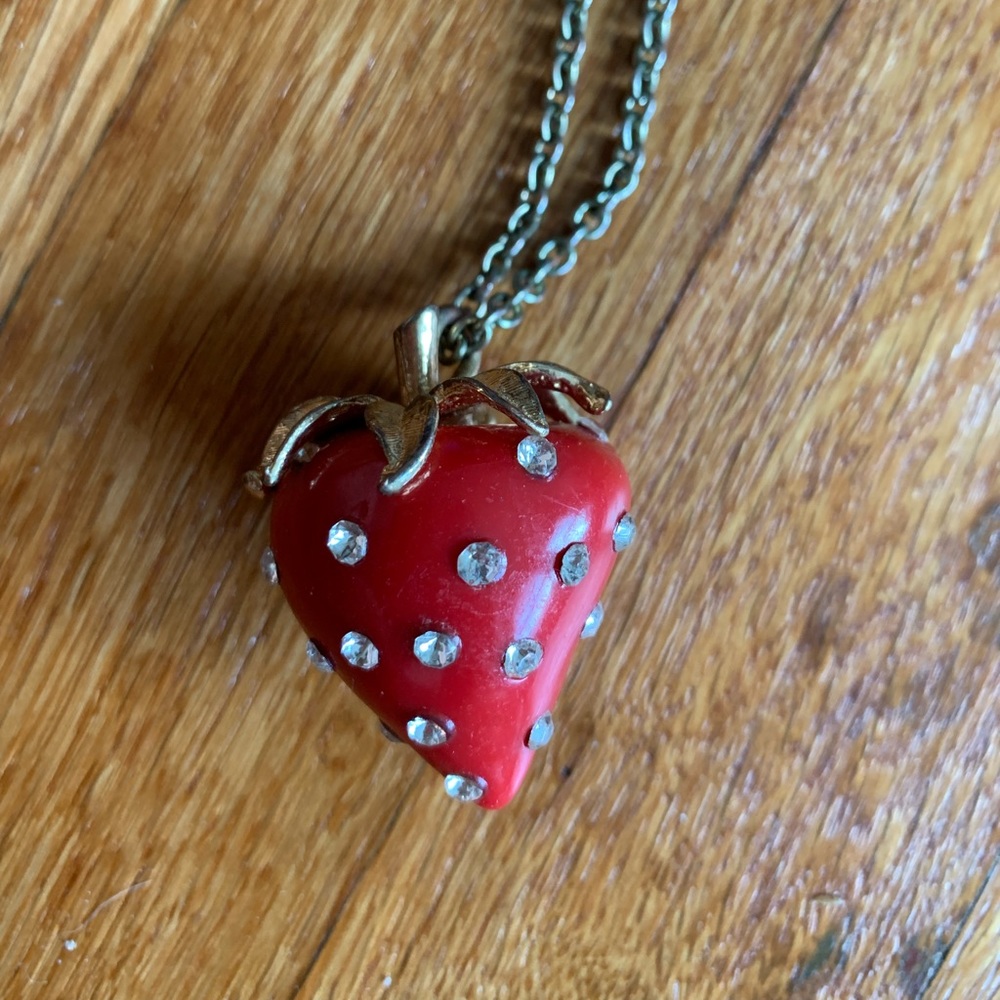 Strawberry with Rhinestone pendant